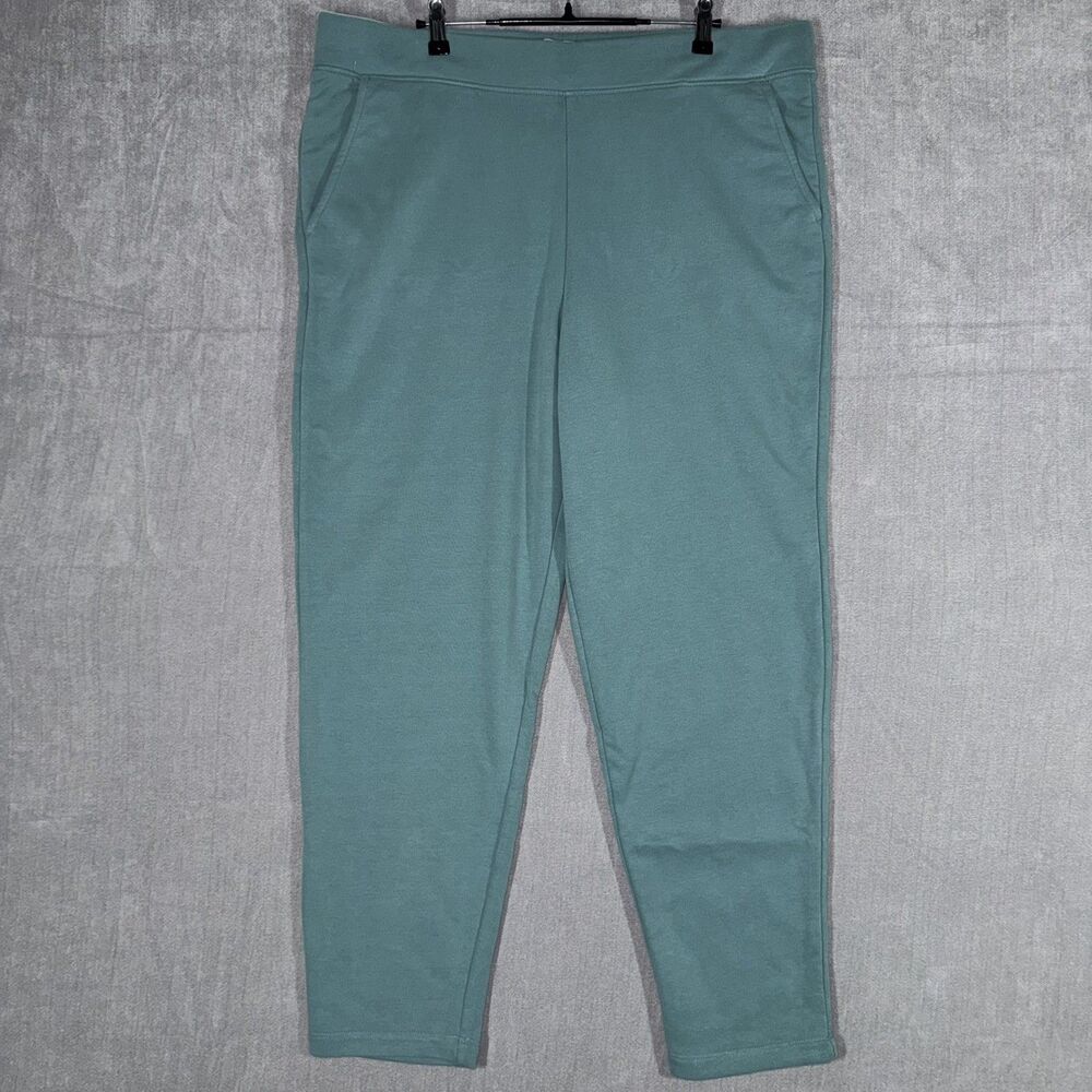 Lands' End Serious Sweats Pants Womens Large Seafoam Green Tapered Leg